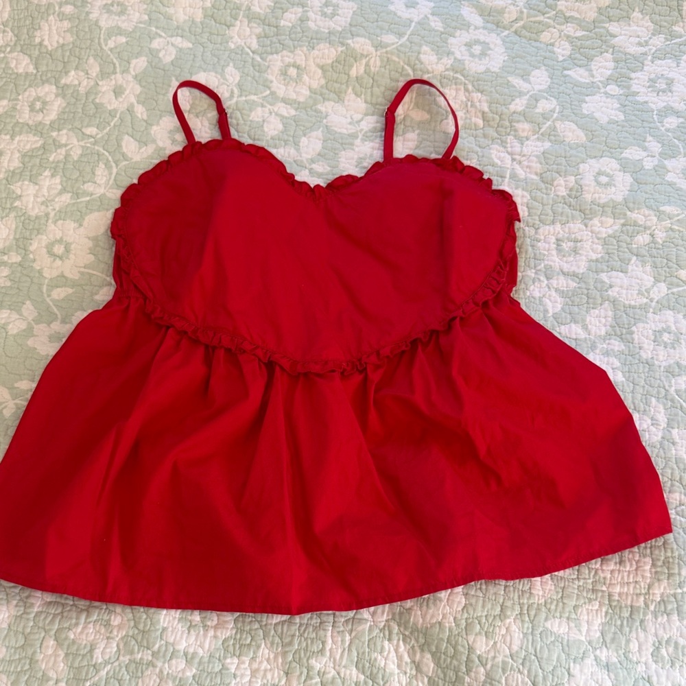 love on a hanger Red Ruffled Tank Top
